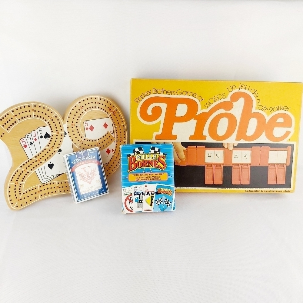 𝅺4 games Probe and Mille Bornes (french) Cribbage